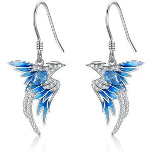 Women's Phoenix Hummingbird Bee Stingrays 925 Sterling Silver Dolphin Earrings